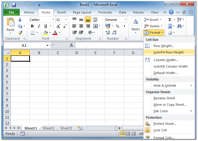 how to change row height in word 2010
